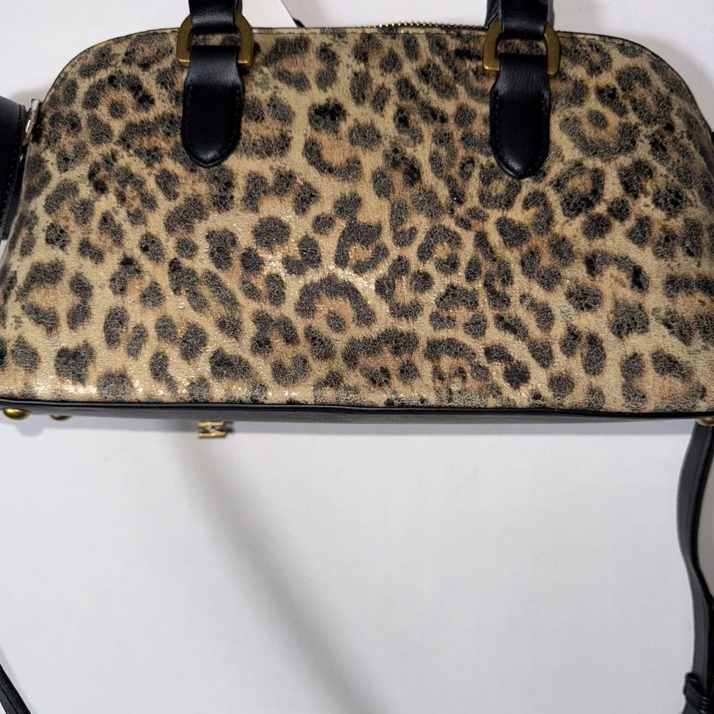 Steve Madden Women's Leopard‎ Bysmth Satchel Crossbody Handbag Purse Brown Black